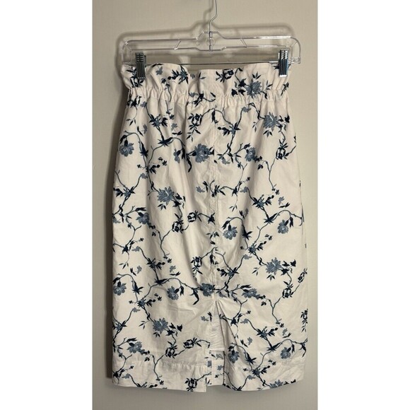 ARITZIA WILFRED Le Fou Maryvonne Skirt Med Tie Front Paper Bag White Blue Floral - Picture 4 of 13